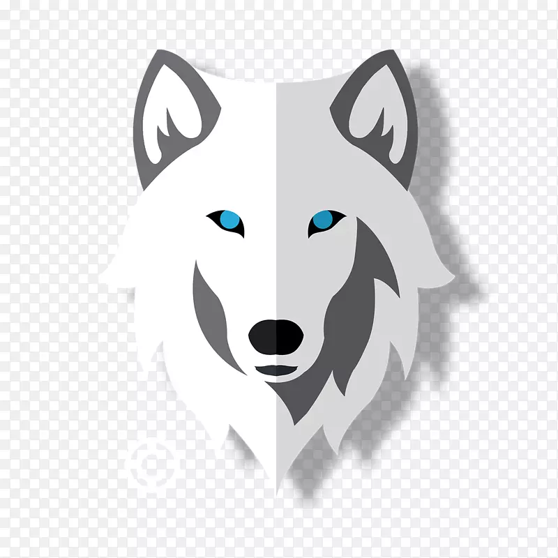 灰狼标志画狼鼻子创作-狼白色
