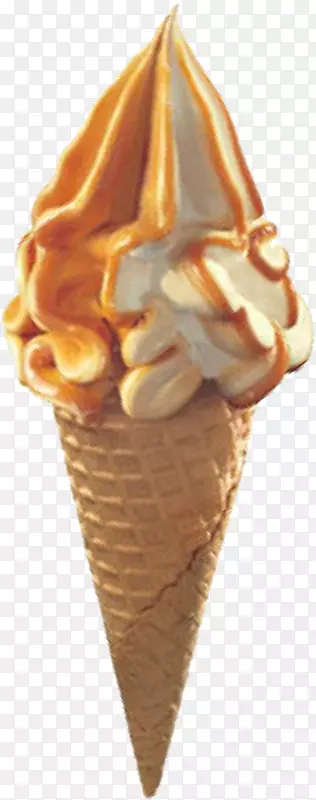 冰淇淋圆锥形巧克力冰淇淋圣代焦糖奶油