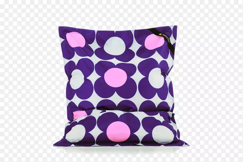 豆袋椅，紫色靠垫，蓝色枕头-紫色
