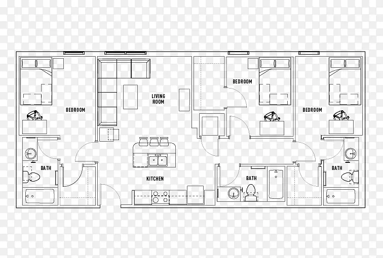 卡拉维住宅平面图奥斯汀公寓卧室床平面图