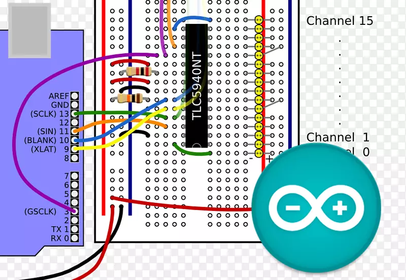 Arduino脉宽调制集成电路和芯片发光二极管电子.Arduino徽标