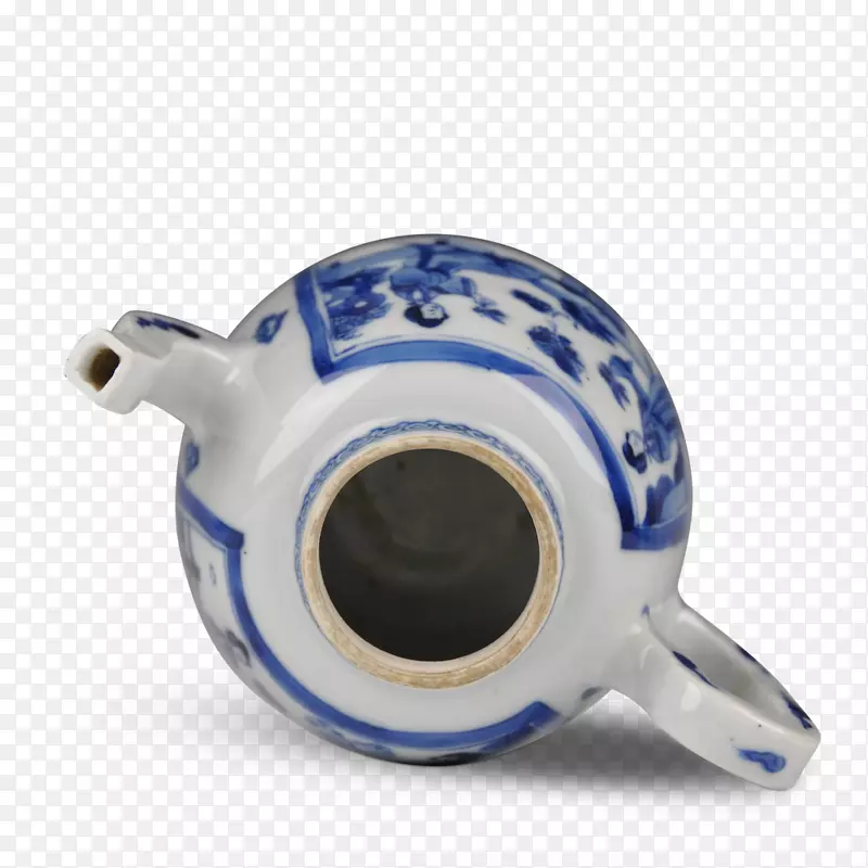 茶壶钴蓝白陶器设计