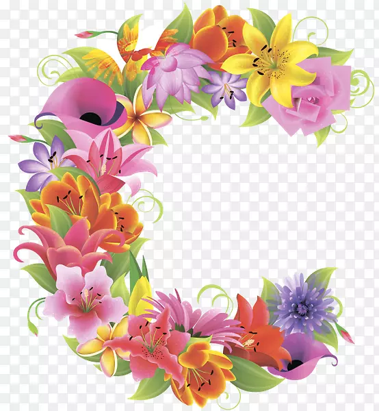 花卉设计字母英文字母表c-花