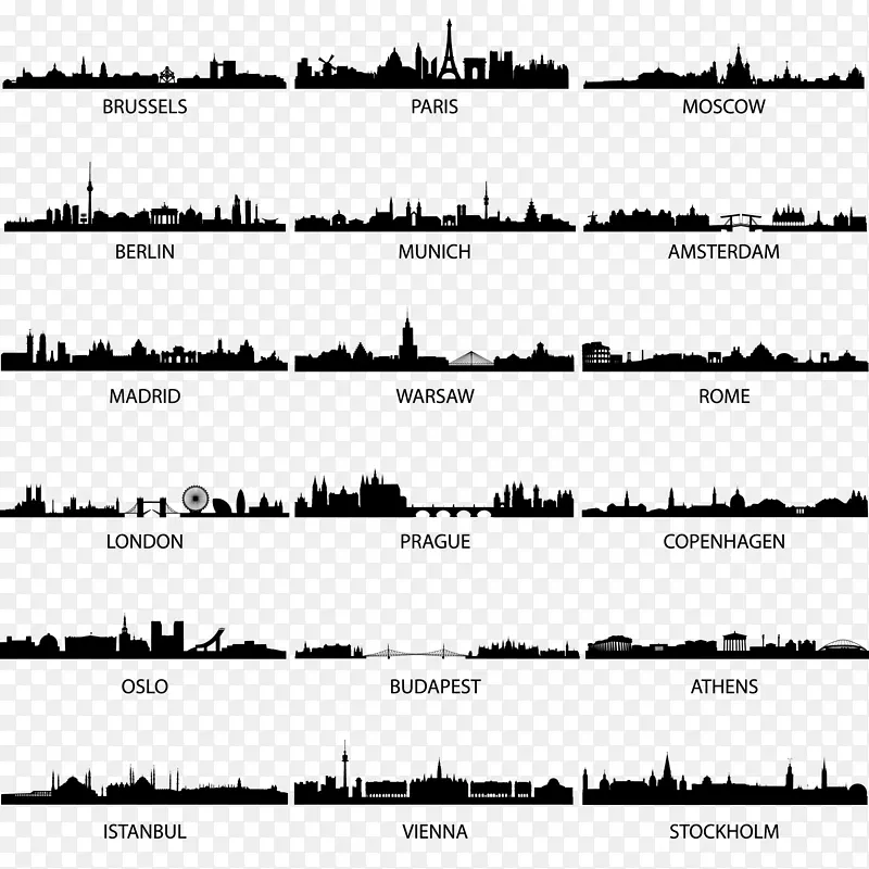 天际线城市轮廓画-城市