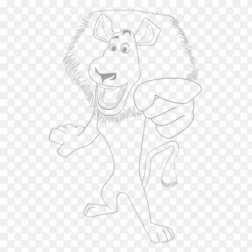 胡须狮子熊线艺术素描-狮子