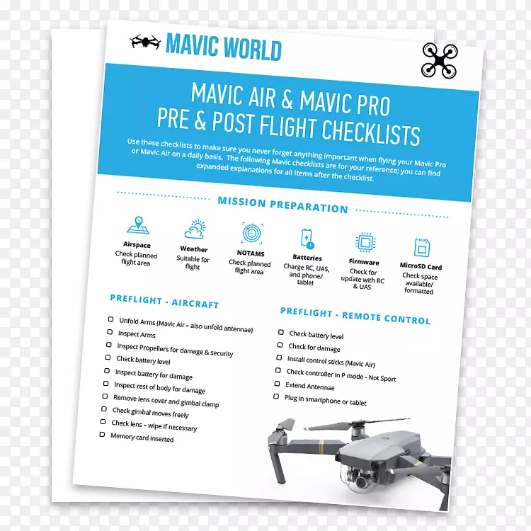 Mavic pro无人机DJI飞行前检查表品牌-Mavic Air