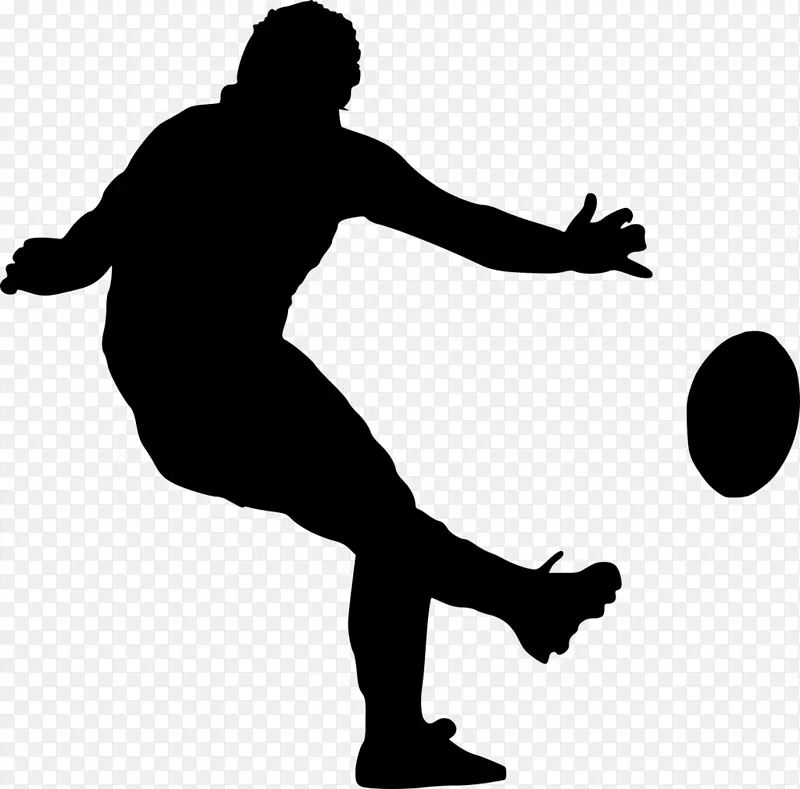 轮廓橄榄球运动员画澳大利亚规则足球-剪影