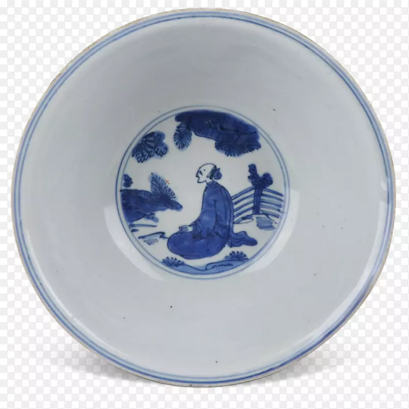 蓝白色陶器陶瓷钴蓝碟