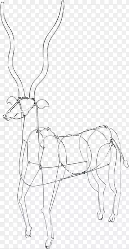 驯鹿铁丝雕塑，非洲黑斑羚-驯鹿
