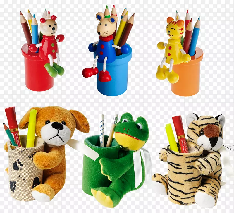 塑料填充动物和可爱玩具笔和铅笔盒-铅笔