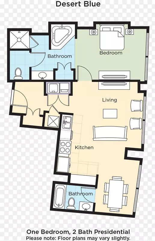 拉斯维加斯温德姆沙漠蓝色平面图客房-床位计划