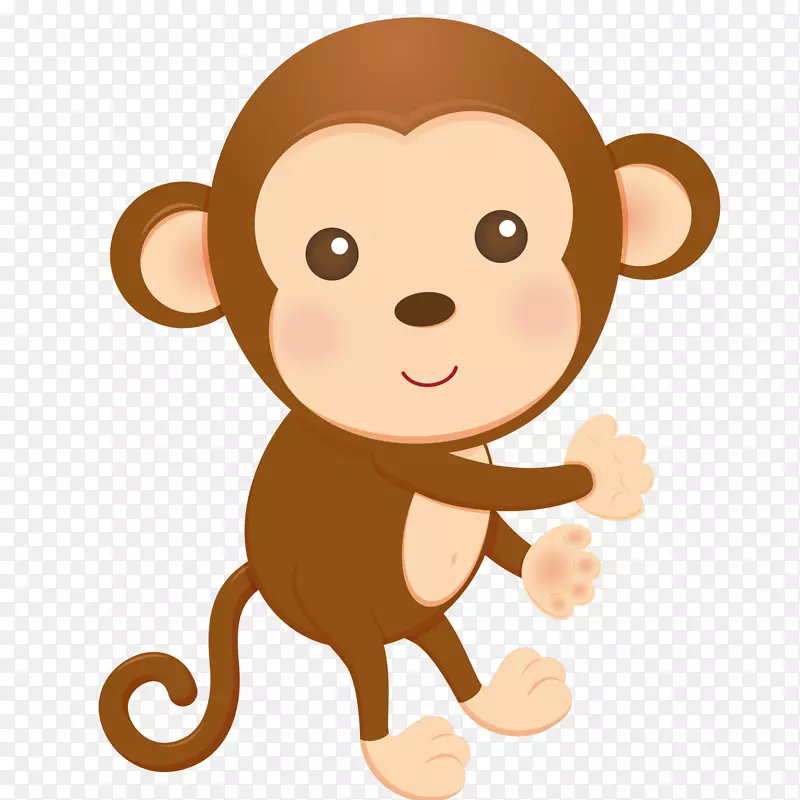 猴童动物插图绘画剪贴画.猴子