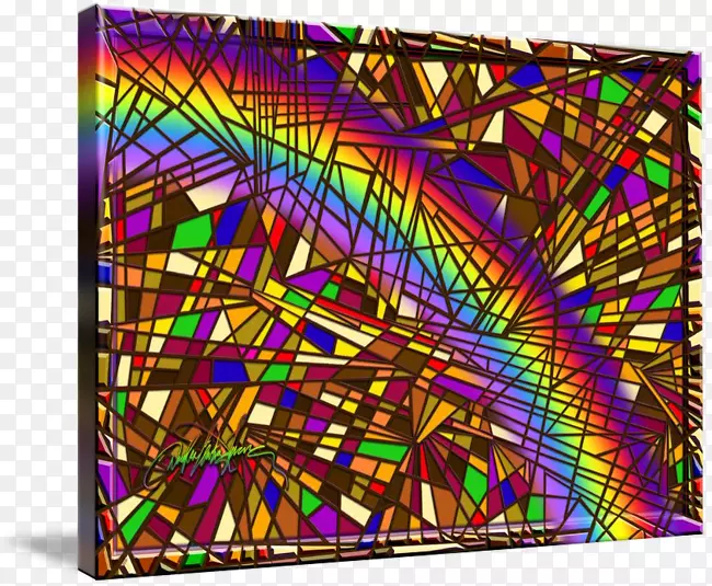 彩色玻璃现代艺术对称线图案线