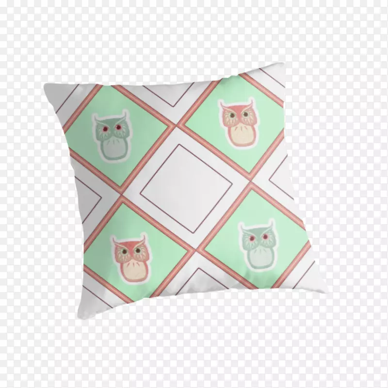 投掷枕头垫绿色长方形猫头鹰图案