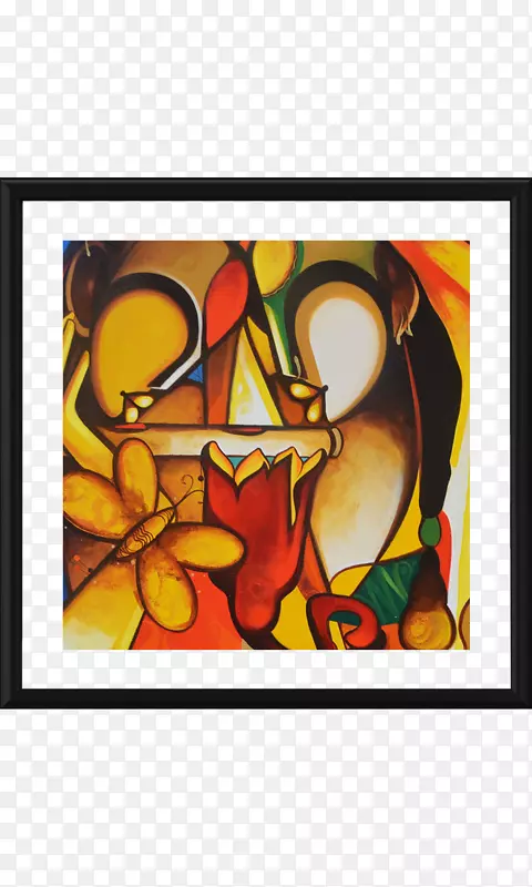 彩色玻璃现代艺术绘画丙烯酸涂料抽象海报