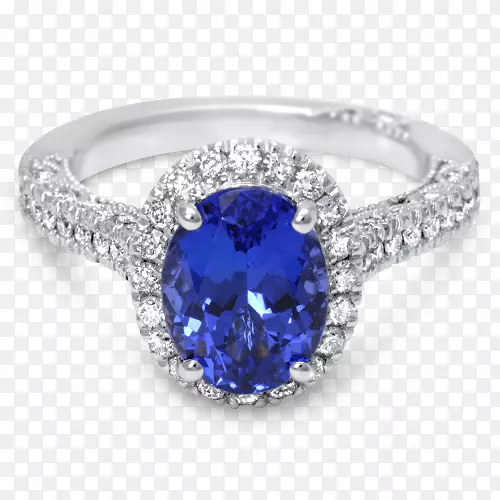 蓝宝石结婚戒指珠宝订婚戒指光环