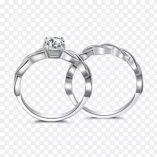 结婚戒指银身珠宝-两枚银结婚戒指