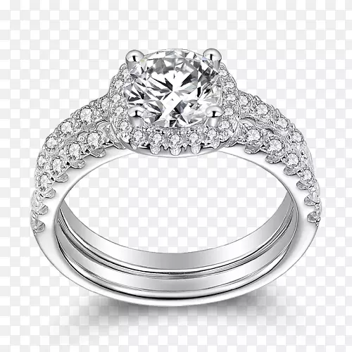 结婚戒指银订婚戒指-两枚银结婚戒指