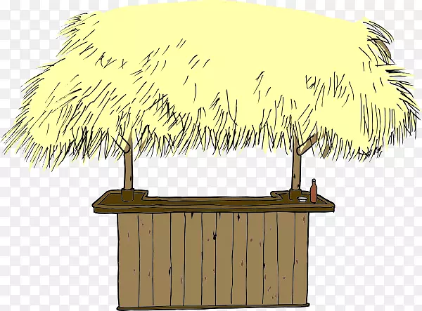 蒂基海滩小屋剪贴画屋顶稻草