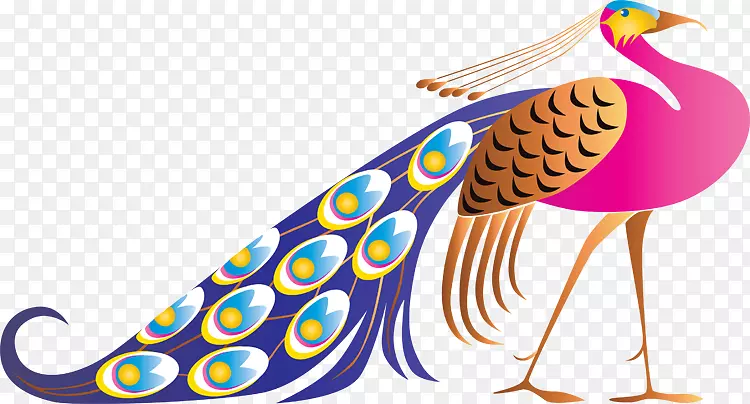 帕沃羽毛鸟夹艺术-孔雀卡通