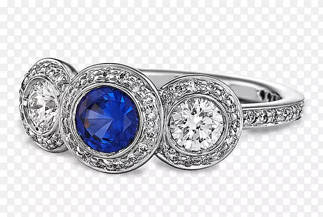 蓝宝石结婚戒指钻石珠宝戒指光环
