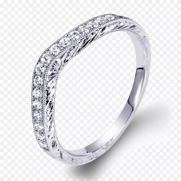钻石婚戒银曲线戒指