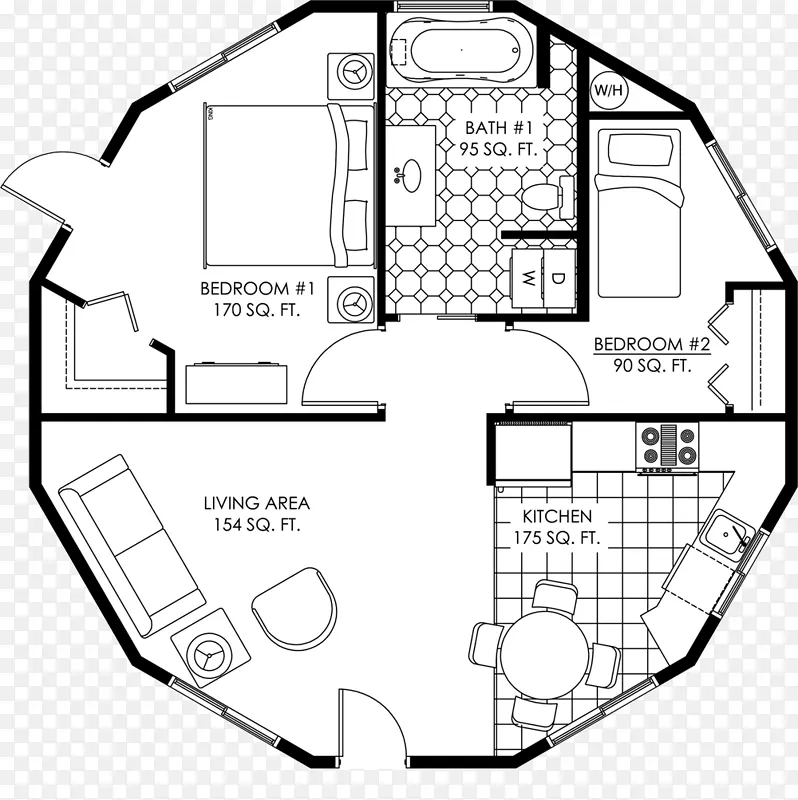 平面图小房子移动圆顶-定制计划