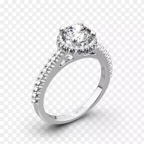 订婚戒指结婚戒指公主切割钻石切割戒指光环