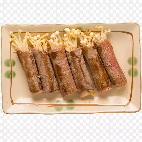 塔塔基神户牛肉配方和鱼龙虾配蔬菜卷