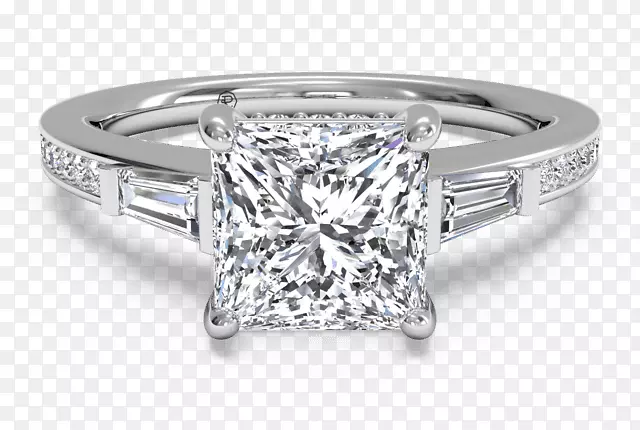 订婚戒指公主切割钻石纸牌