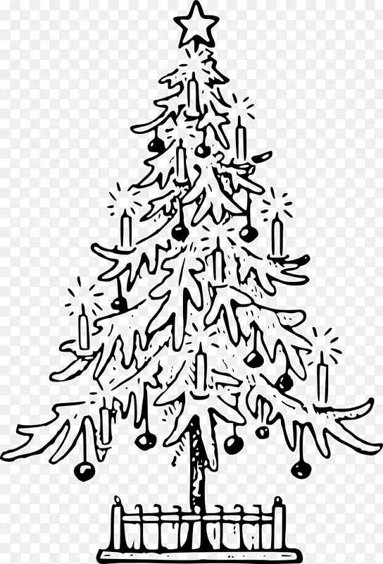 绘制圣诞树民间艺术剪贴画-圣诞节