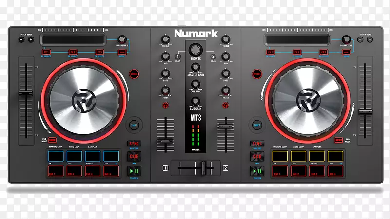 DJ控制器光盘骑师VirtualDJ Numark混音轨道3 Numark工业-声音模块