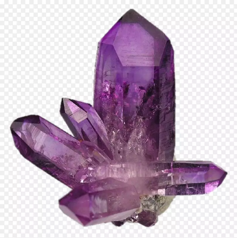 紫水晶晶体愈合石英矿物-宝石