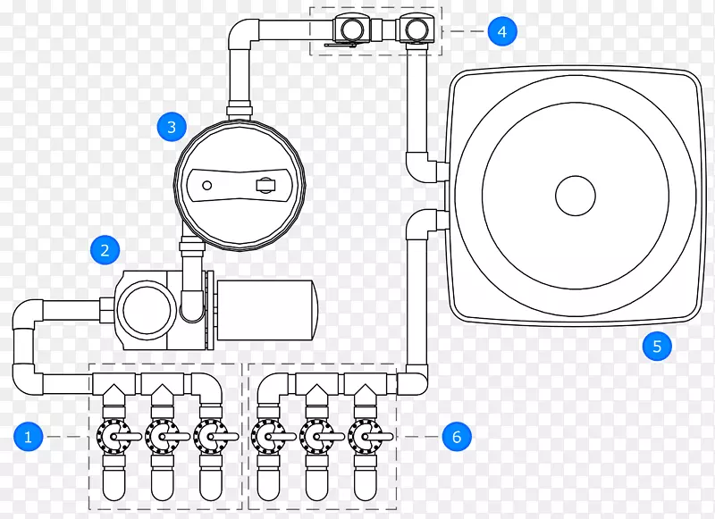 游泳池电加热器阀门太阳能管道绘图
