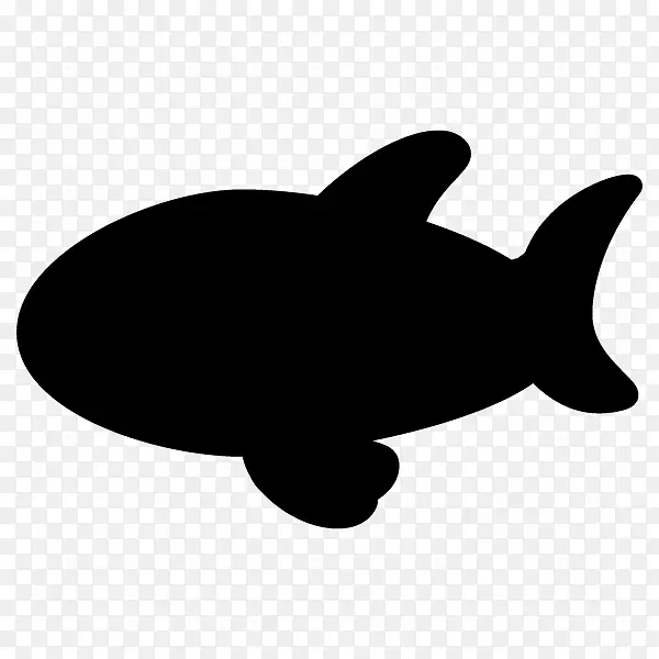 鲨鱼剪影黑白剪贴画-鲨鱼