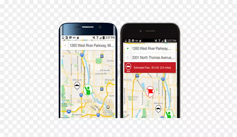 智能手机红白出租车蜂窝网络郊区-智能手机