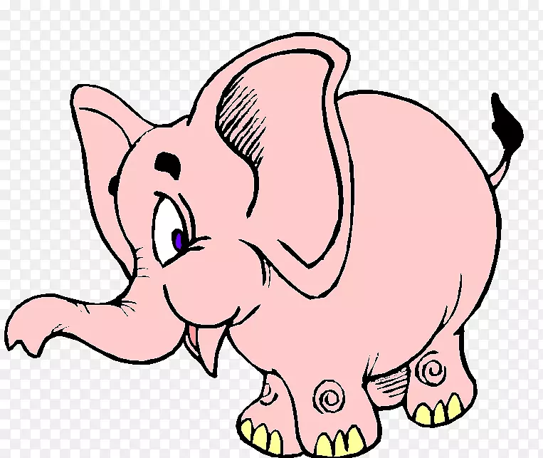 大象看到粉红大象儿童剪贴画