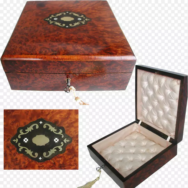 箱体镶嵌古董黄铜木单板盒