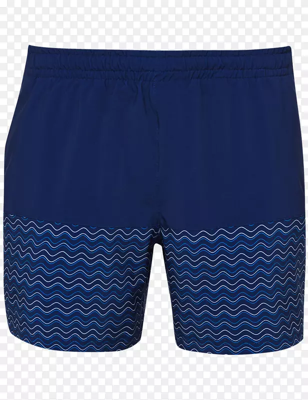 泳裤百慕达短裤-蓝色动态波浪