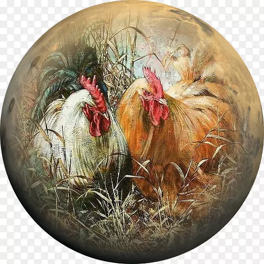 鸡油画公鸡艺术-鸡