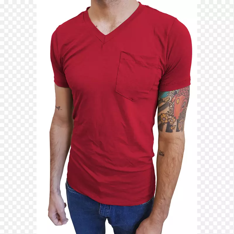 红褐色T恤衫