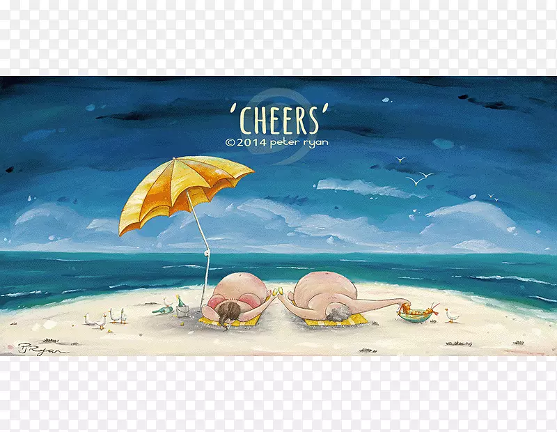 加勒比海绘画广告海洋度假-绘画