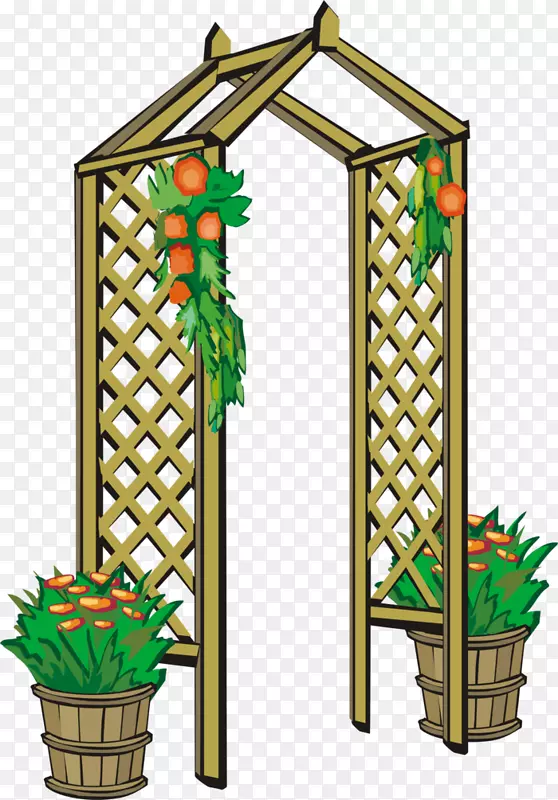 格栅花园凉亭剪贴画-花园拱门