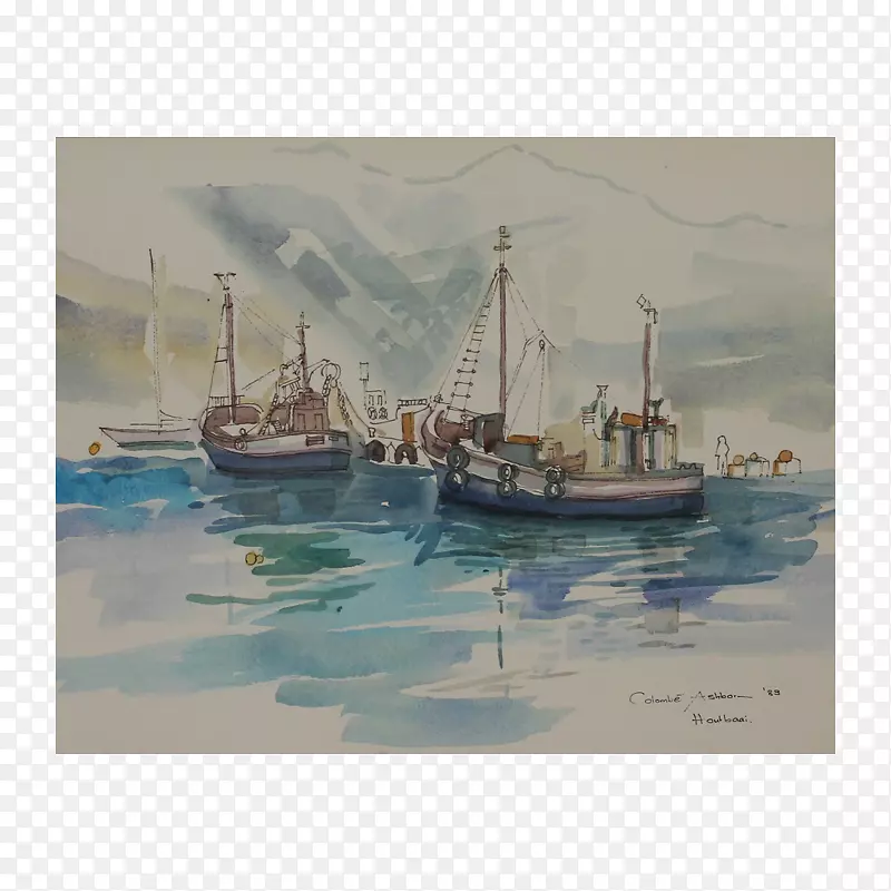 渔船水彩画