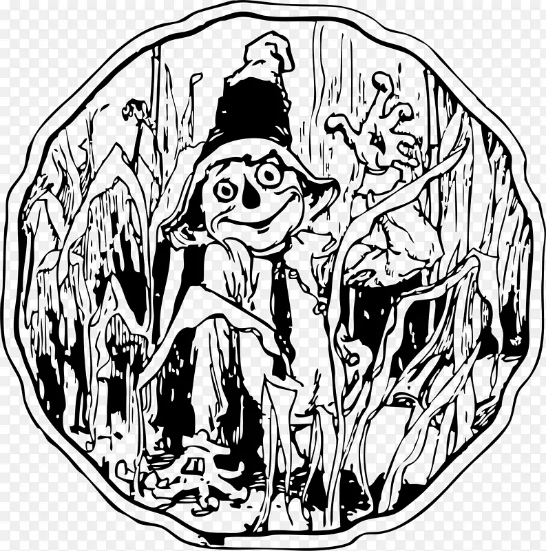 稻草人，奥兹神奇的巫师，铁皮人，奥兹剪贴画的巫师-玉米卡通。