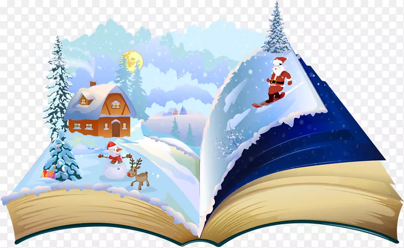 圣诞书圣诞老人阅读剪贴画-圣诞节