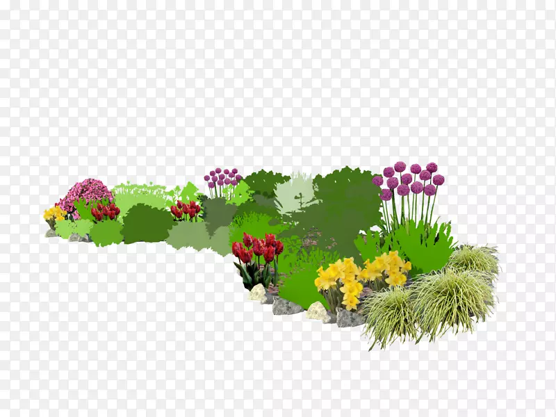 花盆一年生植物草坪-efekt