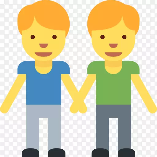 Emojipedia男人牵着手男孩-表情符号