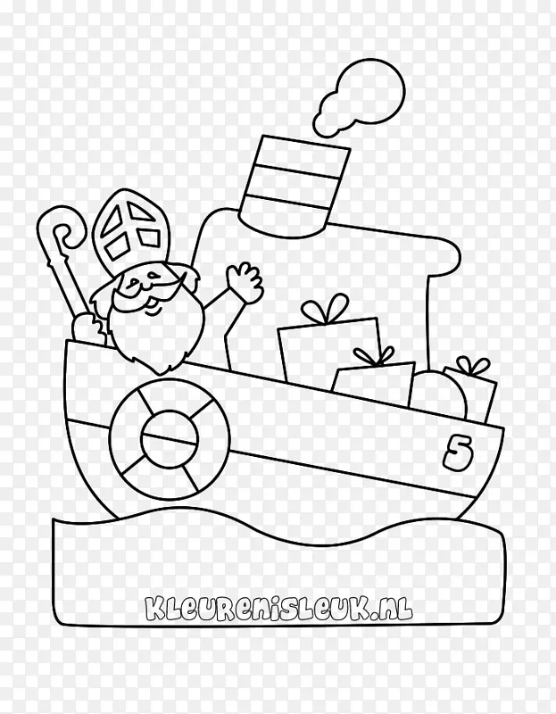Pakjesboot 12 kleurplaat Sinterklaas绘图汽船-indiaan
