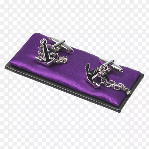 领带袖口领结-紫色丝绸领结